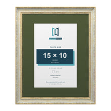 Cassis Cream 20 x 16 inch picture frame with a green mount for a 15 x 10 inch photo