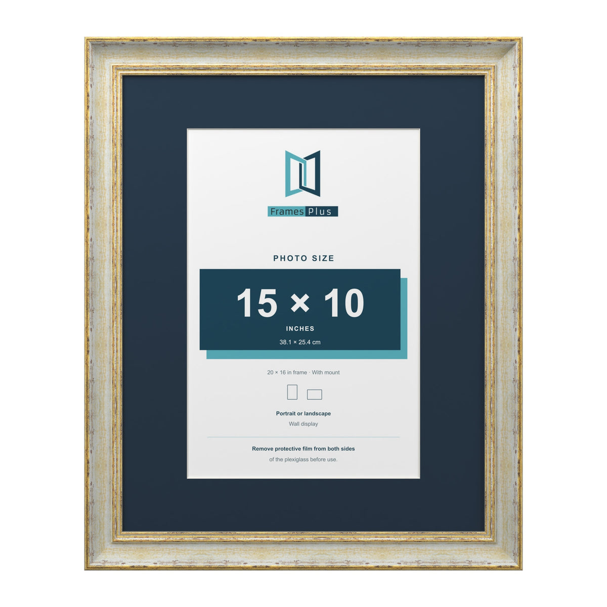 Cassis Cream 20 x 16 inch picture frame with a pacific blue mount for a 15 x 10 inch photo