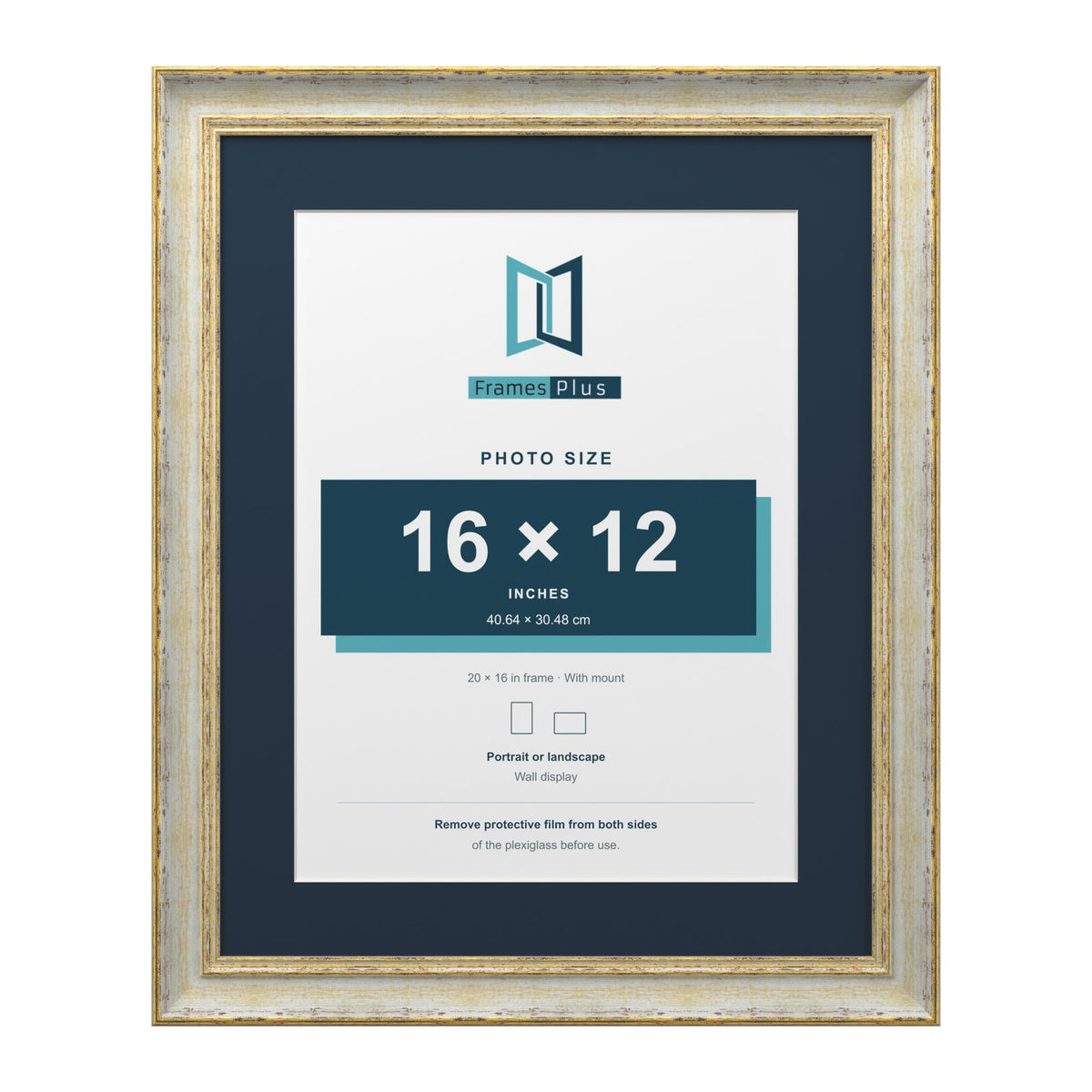 Cassis Cream 20 x 16 inch picture frame with a pacific blue mount for a 16 x 12 inch photo