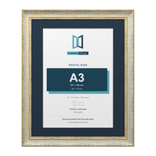 Cassis Cream 20 x 16 inch picture frame with a pacific blue mount for an A3 photo
