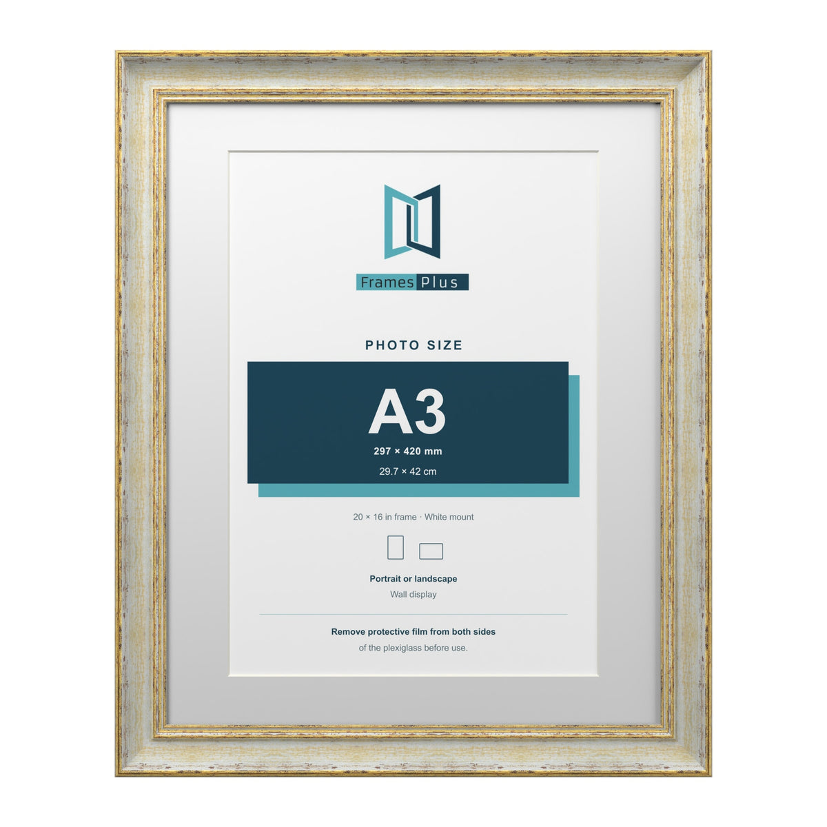 Cassis Cream 20 x 16 inch picture frame with a white mount for an A3 photo
