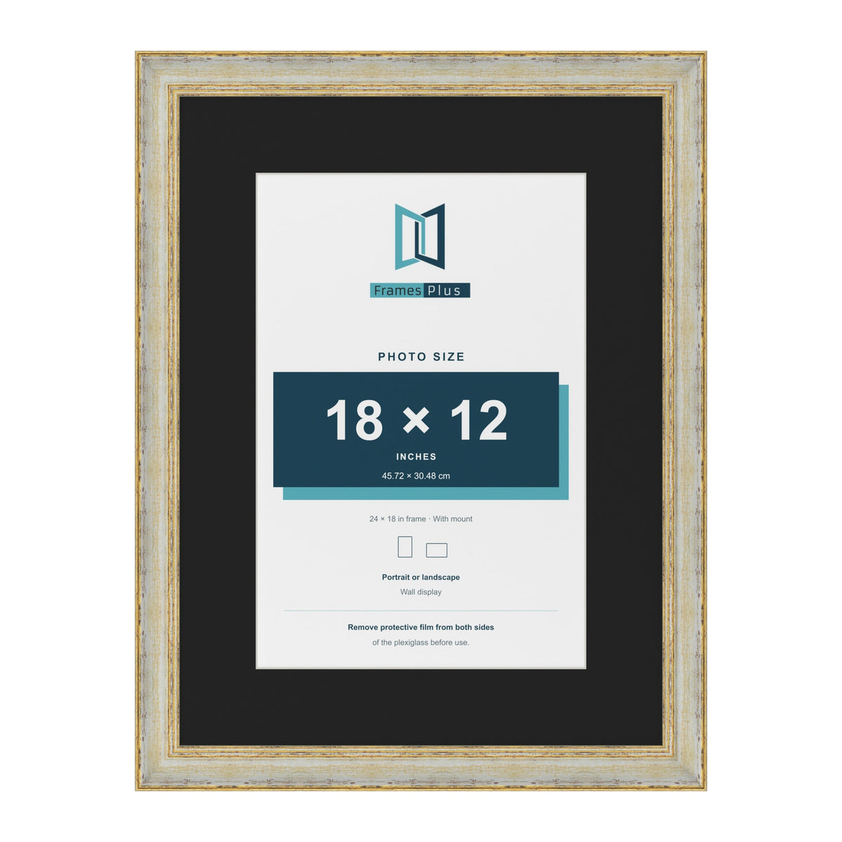 Cassis Cream 24 x 18 inch picture frame with a black mount for an 18 x 12 inch photo