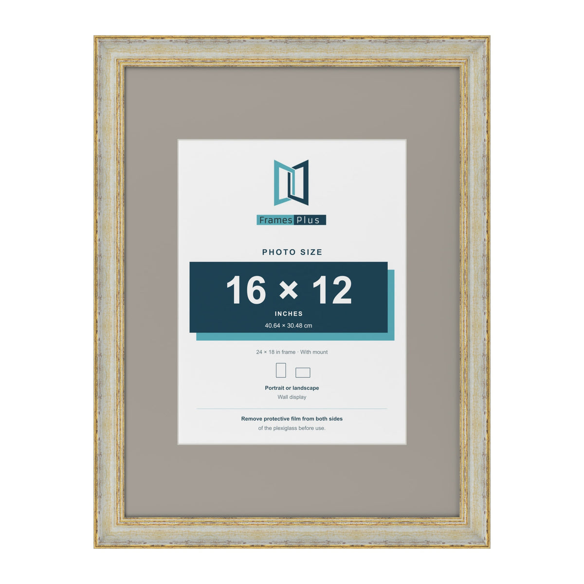 Cassis Cream 24 x 18 inch picture frame with a dawn grey mount for a 16 x 12 inch photo
