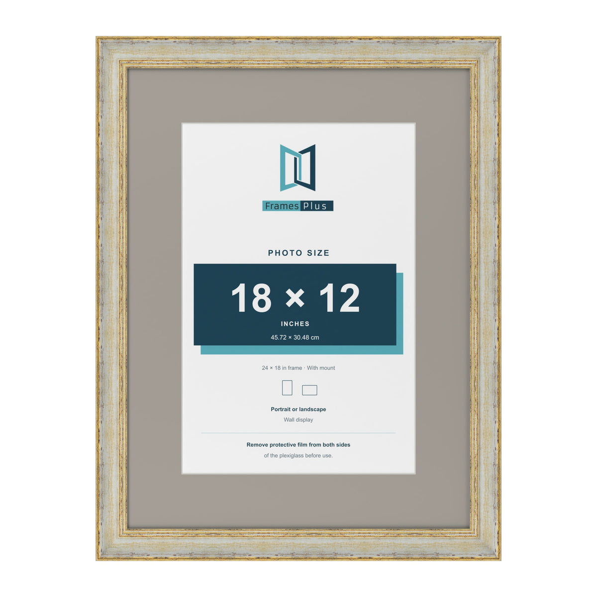 Cassis Cream 24 x 18 inch picture frame with a dawn grey mount for an 18 x 12 inch photo
