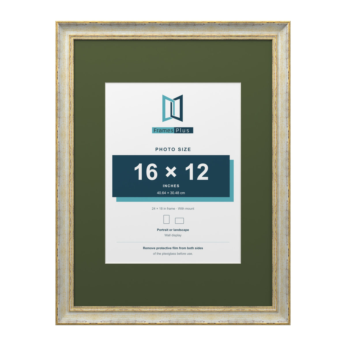 Cassis Cream 24 x 18 inch picture frame with a green mount for a 16 x 12 inch photo