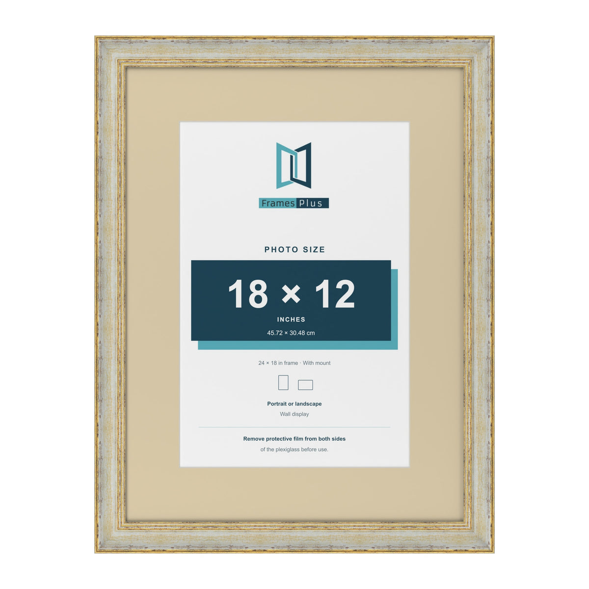 Cassis Cream 24 x 18 inch picture frame with an ivory mount for an 18 x 12 inch photo