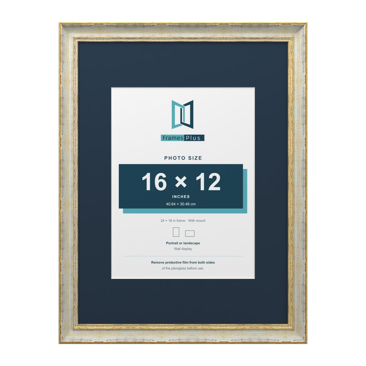 Cassis Cream 24 x 18 inch picture frame with a pacific blue mount for a 16 x 12 inch photo