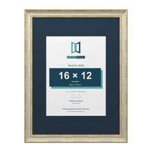 Cassis Cream 24 x 18 inch picture frame with a pacific blue mount for a 16 x 12 inch photo