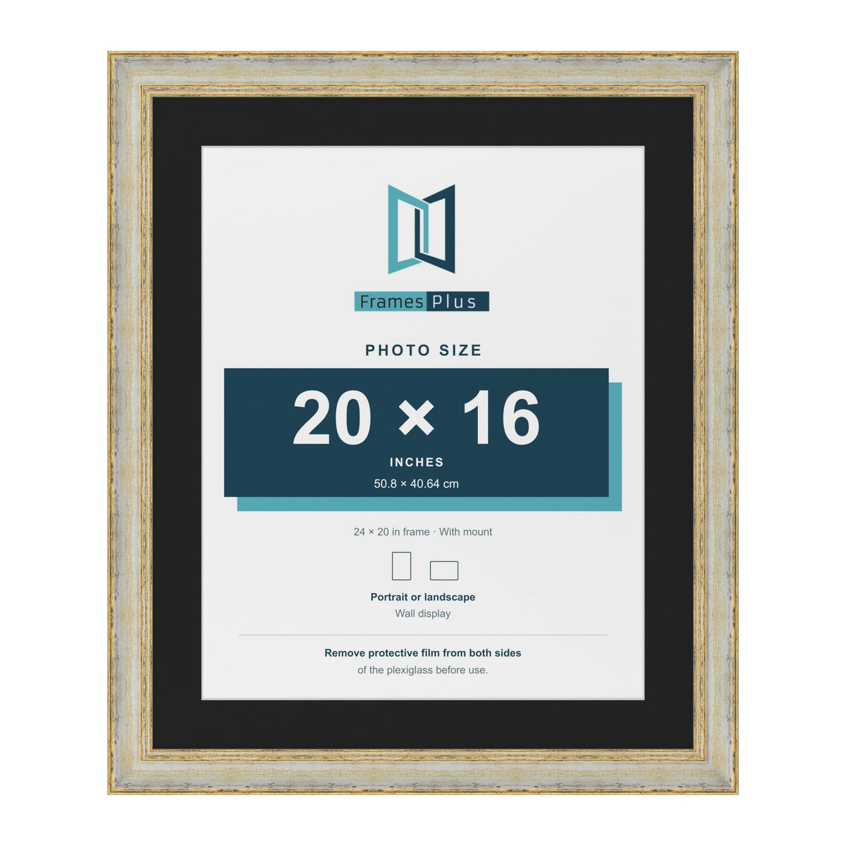 Cassis Cream 24 x 20 inch picture frame with a black mount for a 20 x 16 inch photo
