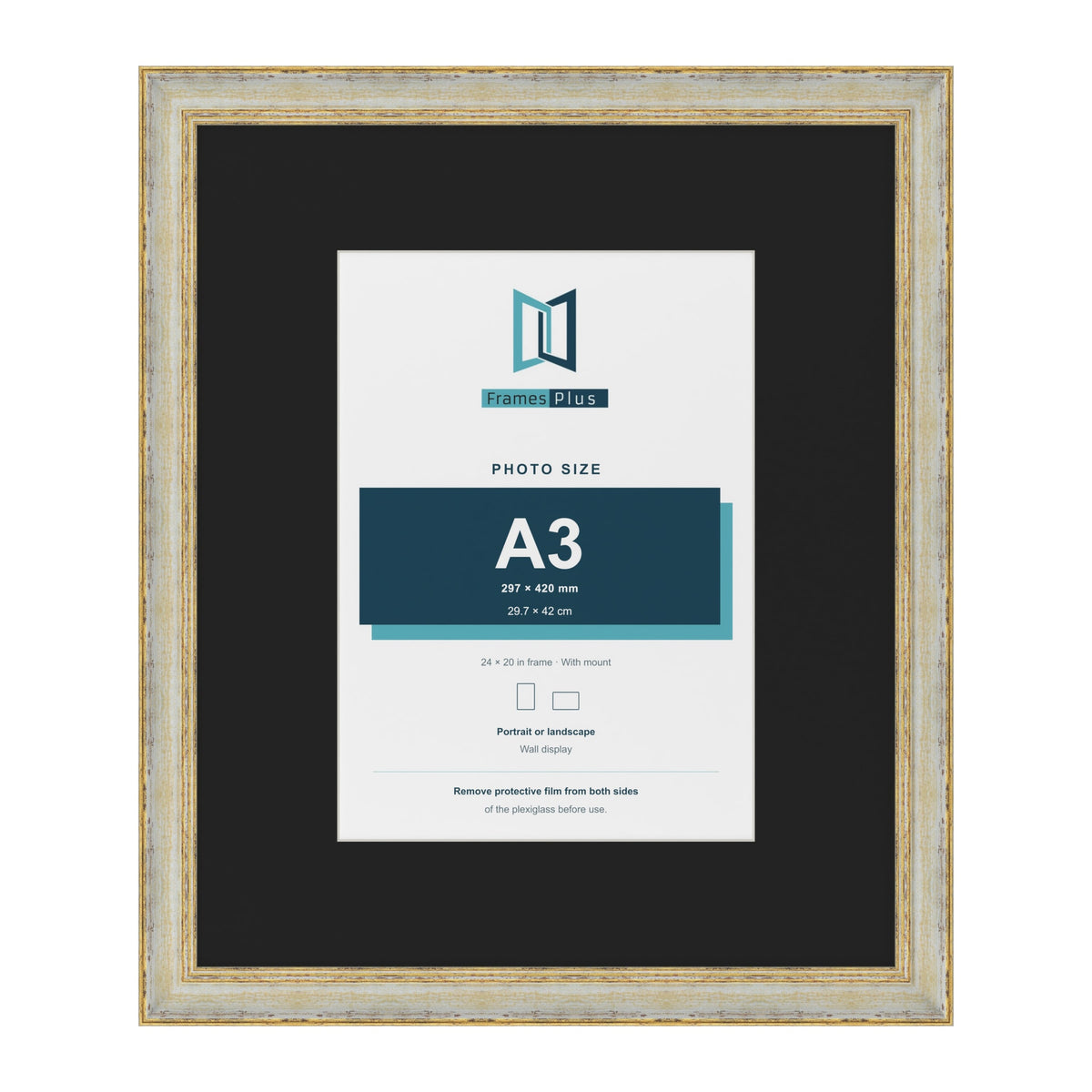 Cassis Cream 24 x 20 inch picture frame with a black mount for an A3 photo