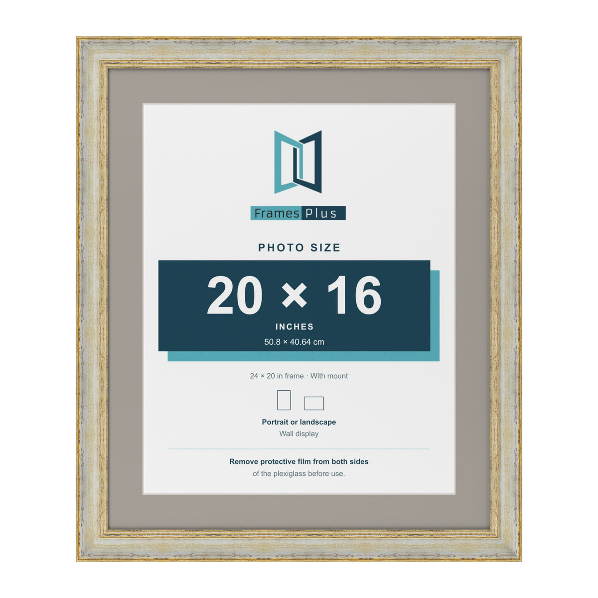 Cassis Cream 24 x 20 inch picture frame with a dawn grey mount for a 20 x 16 inch photo