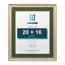 Cassis Cream 24 x 20 inch picture frame with a green mount for a 20 x 16 inch photo