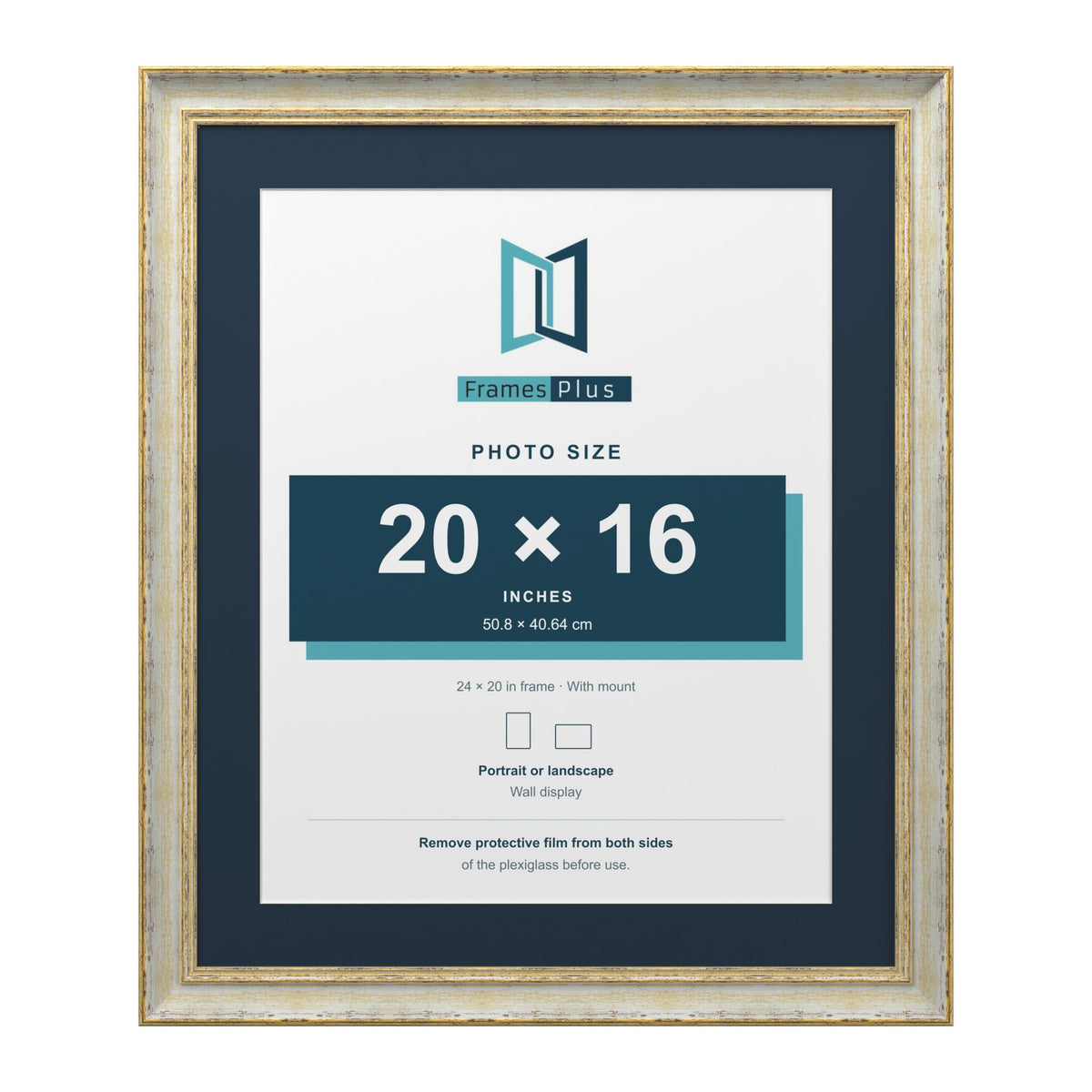 Cassis Cream 24 x 20 inch picture frame with a pacific blue mount for a 20 x 16 inch photo