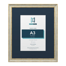 Cassis Cream 24 x 20 inch picture frame with a pacific blue mount for an A3 photo