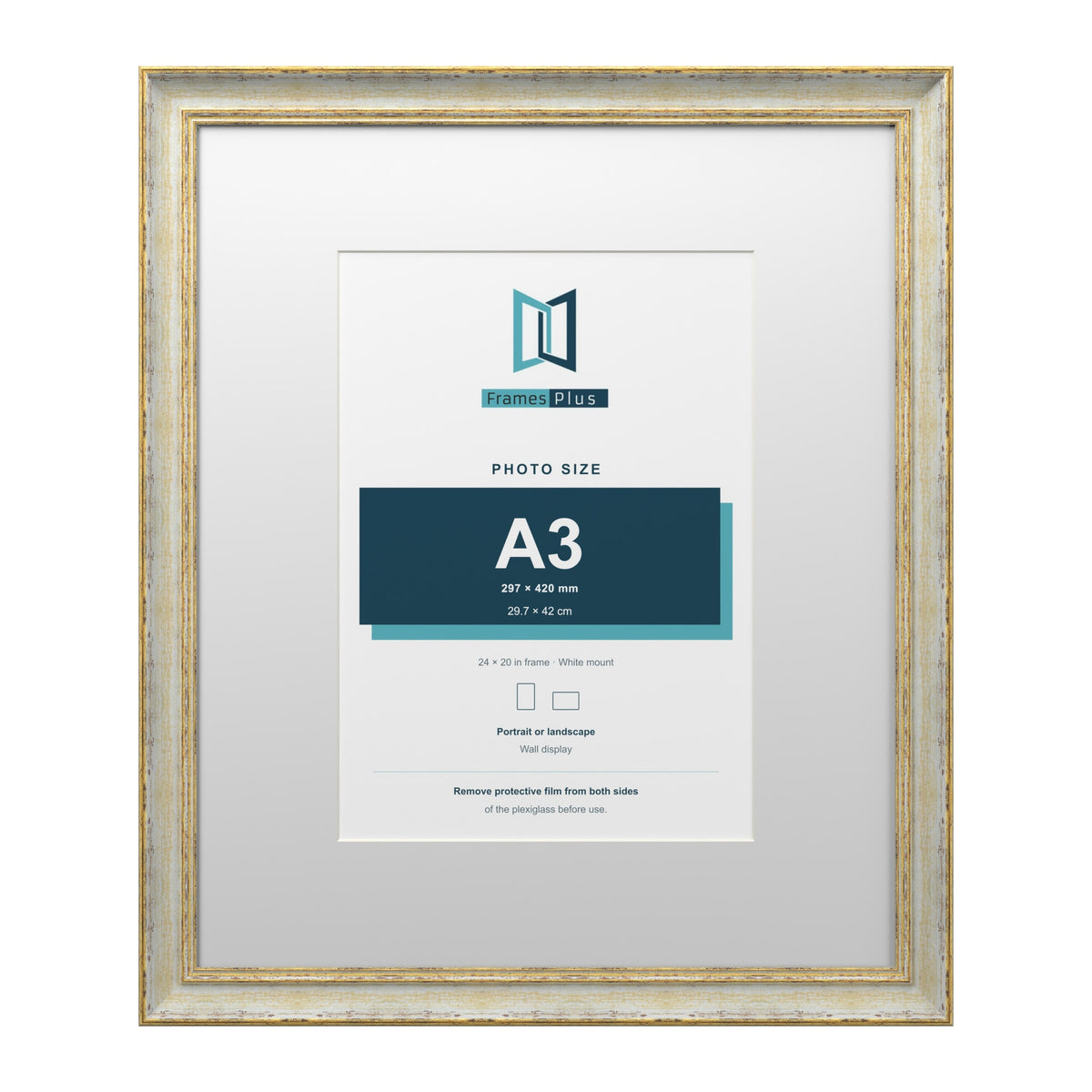 Cassis Cream 24 x 20 inch picture frame with a white mount for an A3 photo