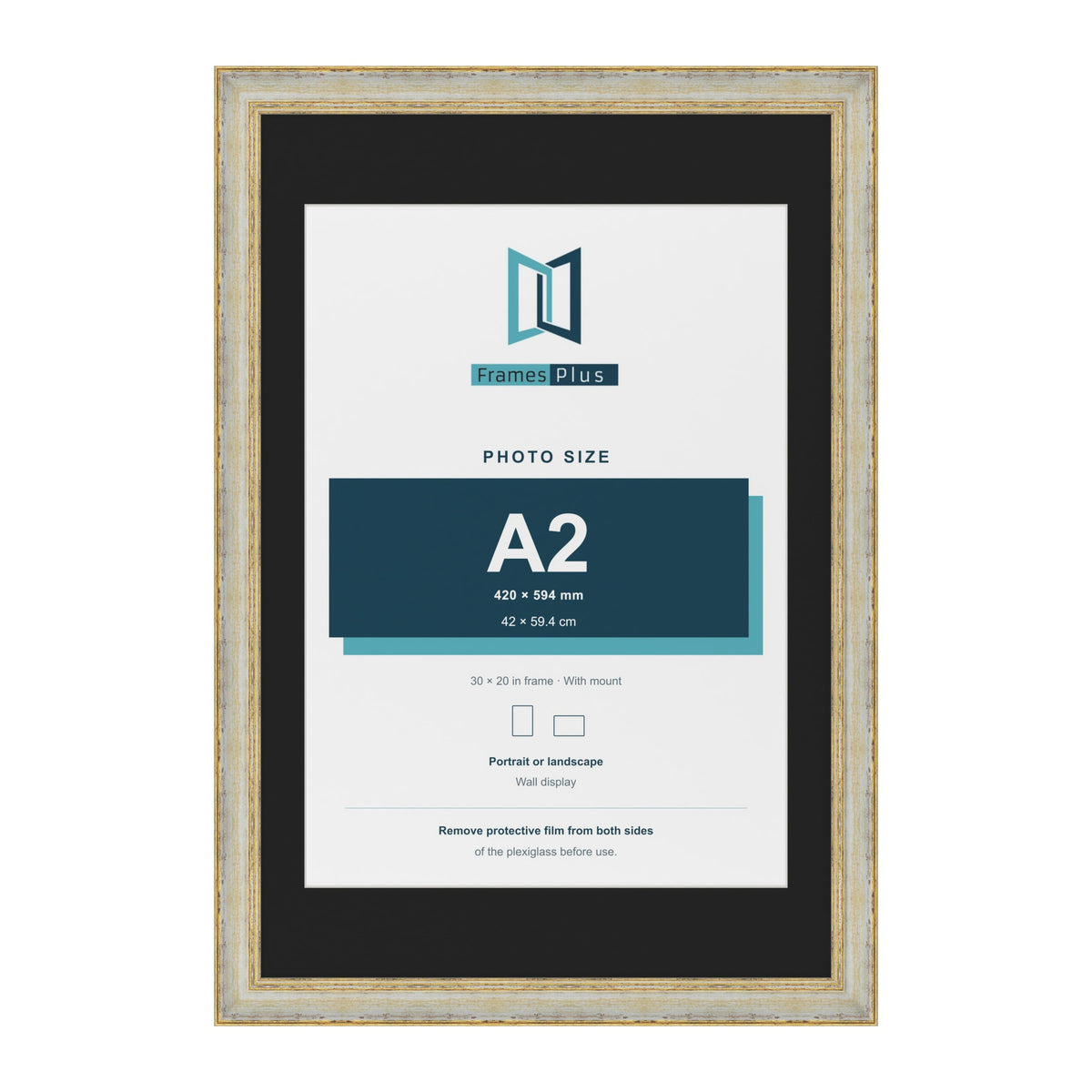 Cassis Cream 30 x 20 inch picture frame with a black mount for an A2 photo