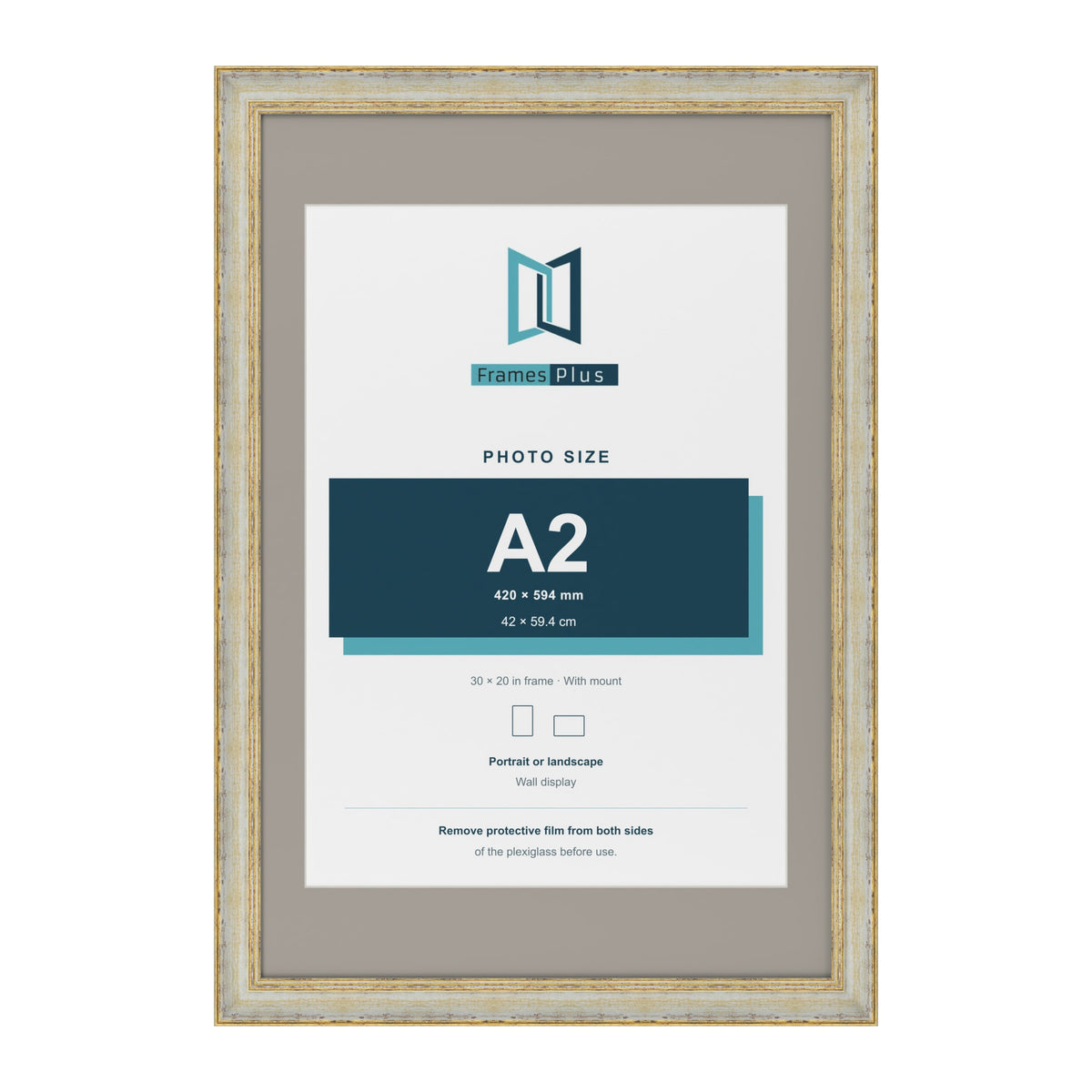 Cassis Cream 30 x 20 inch picture frame with a dawn grey mount for an A2 photo