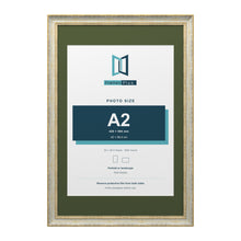Cassis Cream 30 x 20 inch picture frame with a green mount for an A2 photo