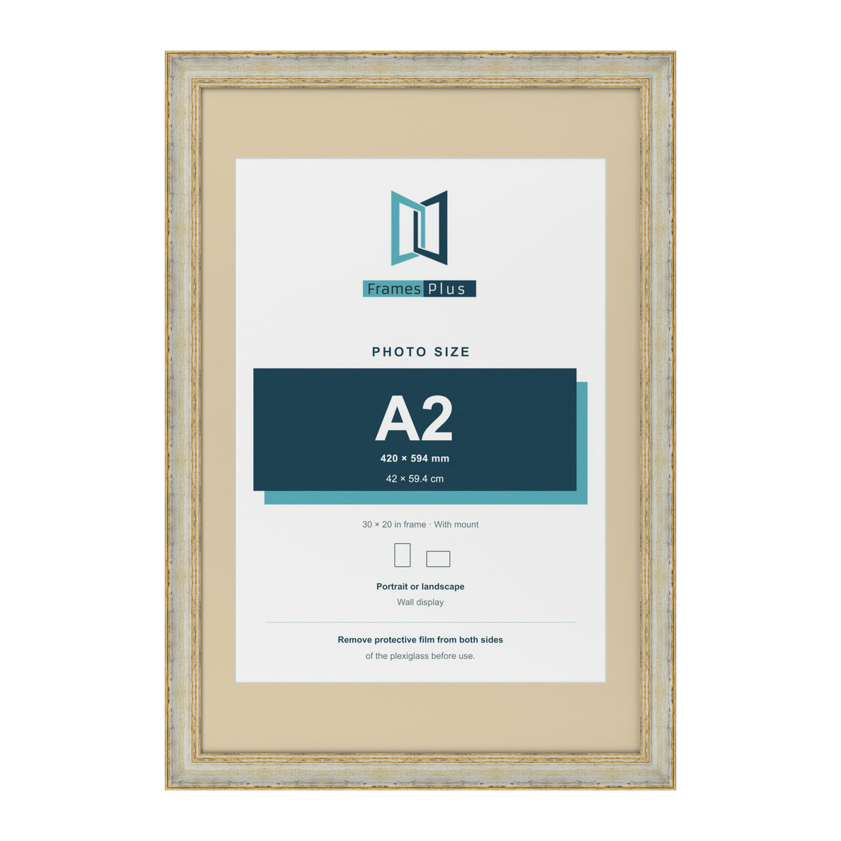 Cassis Cream 30 x 20 inch picture frame with an ivory mount for an A2 photo