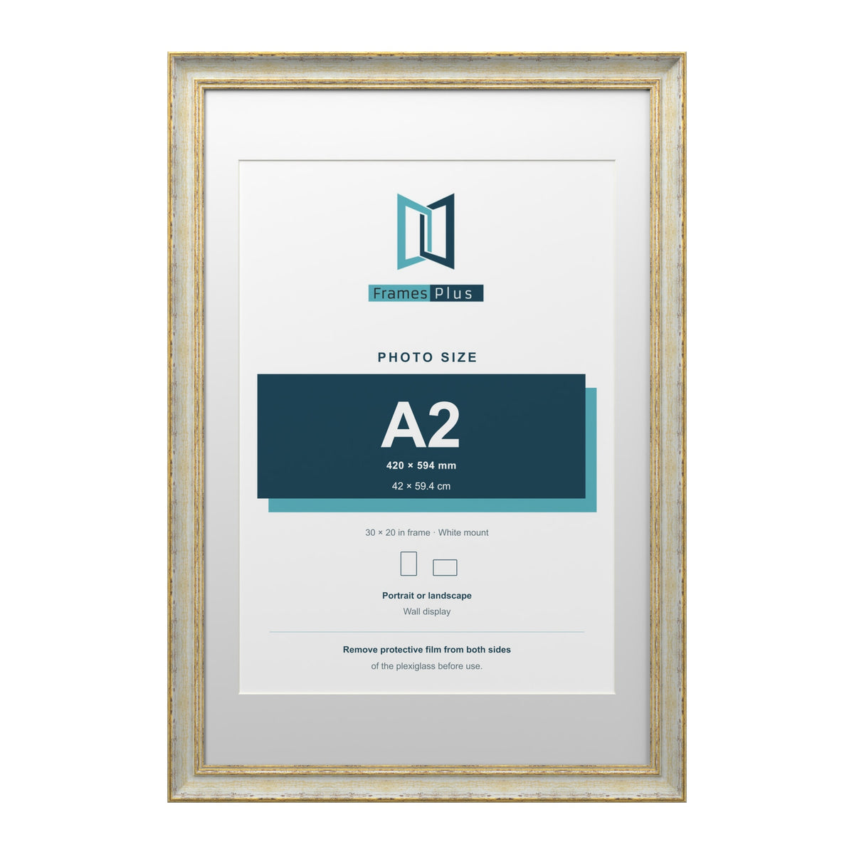 Cassis Cream 30 x 20 inch picture frame with a white mount for an A2 photo