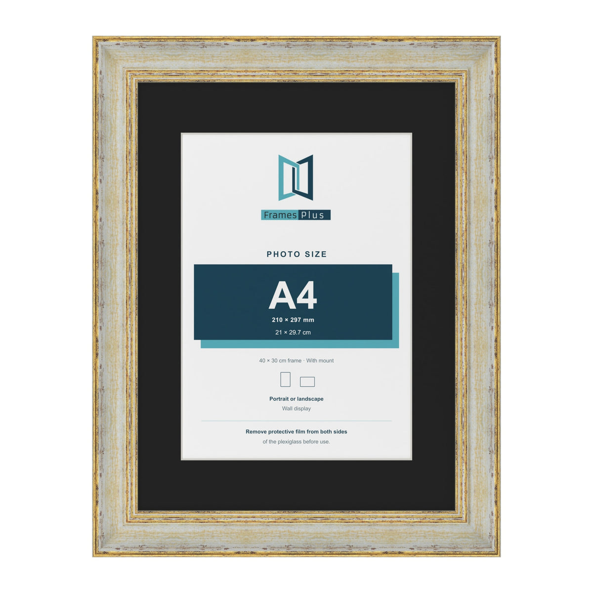 Cassis Cream 40 x 30 cm picture frame with a black mount for an A4 photo