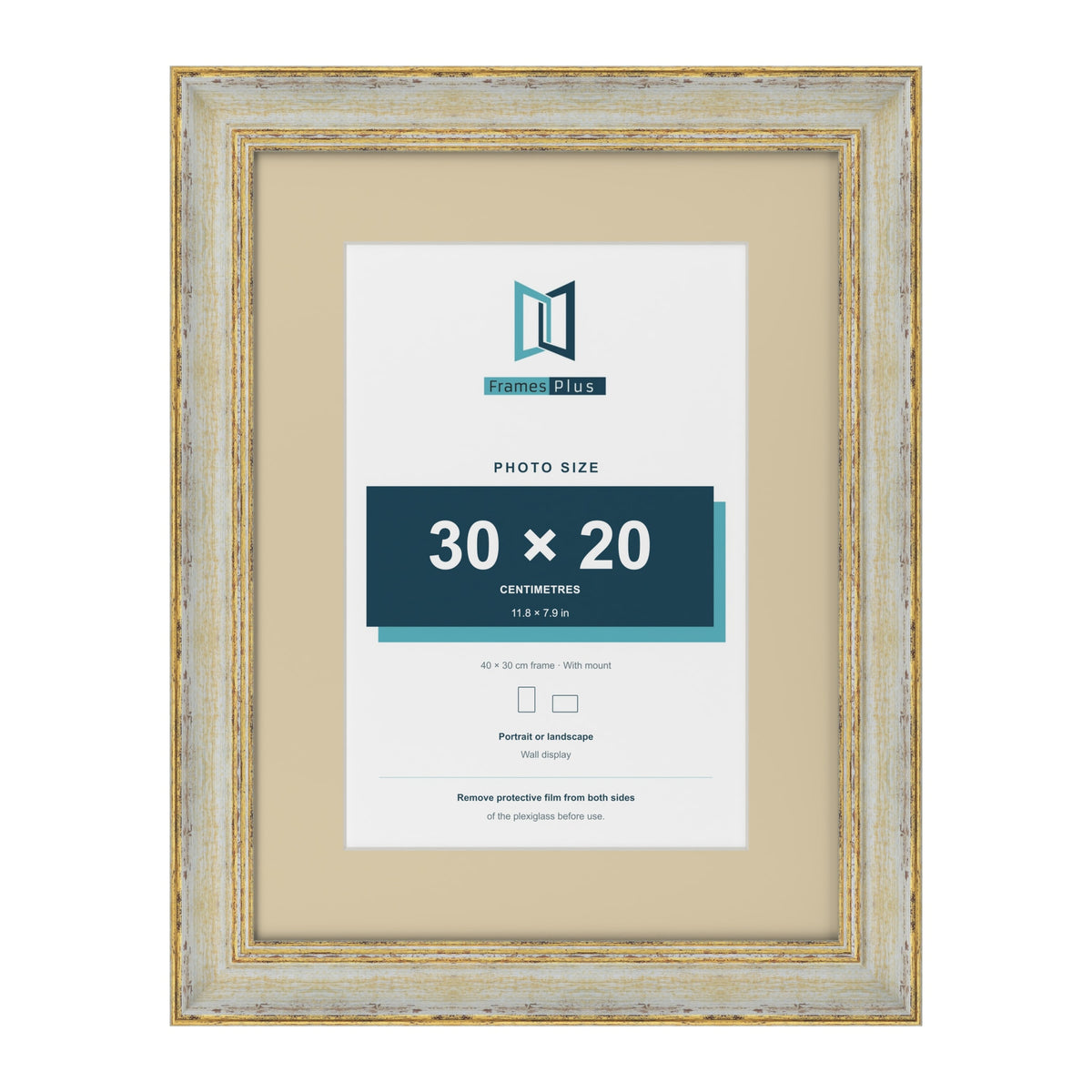 Cassis Cream 40 x 30 cm picture frame with an ivory mount for a 30 x 20 cm photo