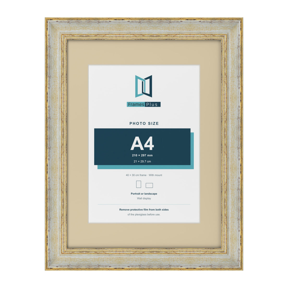 Cassis Cream 40 x 30 cm picture frame with an ivory mount for an A4 photo