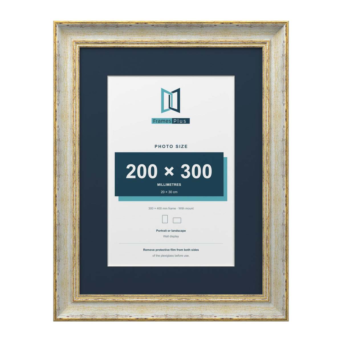 Cassis Cream 40 x 30 cm picture frame with a pacific blue mount for a 30 x 20 cm photo