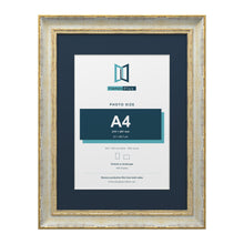 Cassis Cream 40 x 30 cm picture frame with a pacific blue mount for an A4 photo
