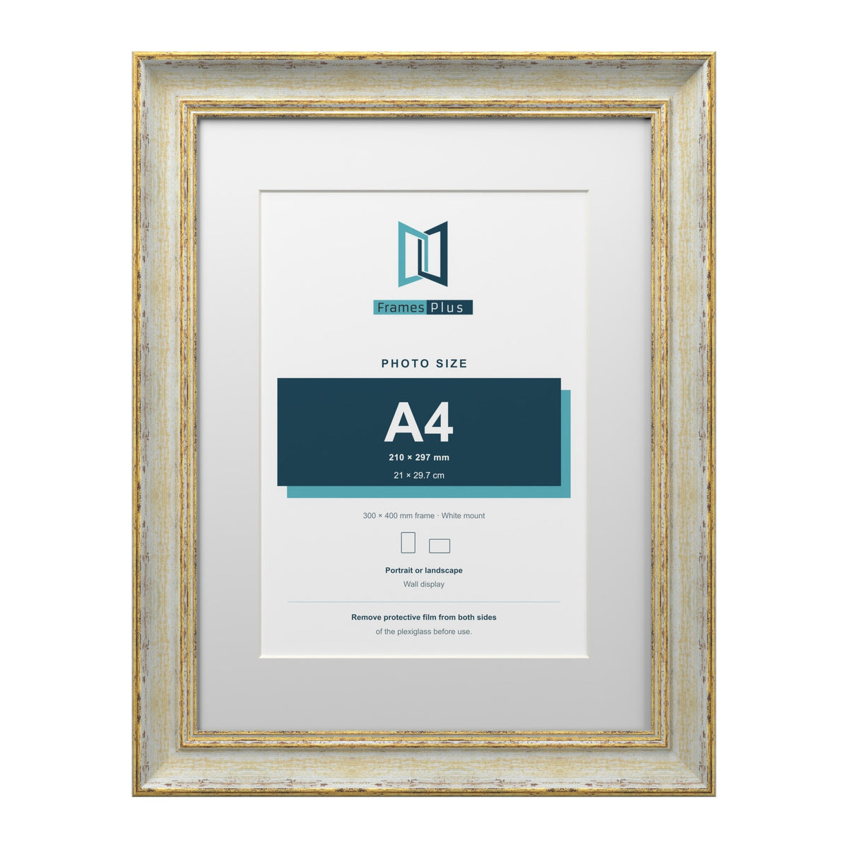 Cassis Cream 40 x 30 cm picture frame with a white mount for an A4 photo