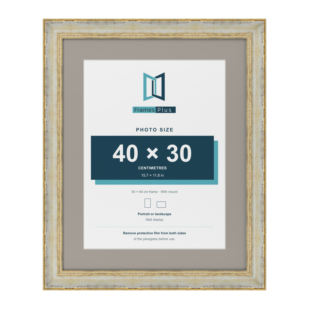 Cassis Cream 50 x 40 cm picture frame with a dawn grey mount for a 40 x 30 cm photo