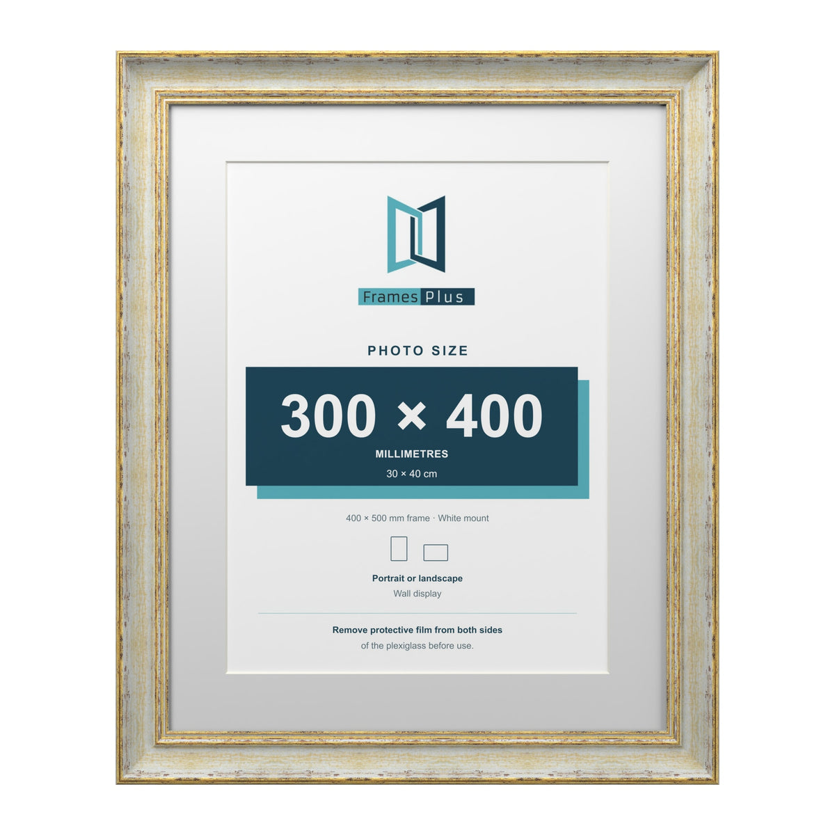 Cassis Cream 50 x 40 cm picture frame with a white mount for a 40 x 30 cm photo