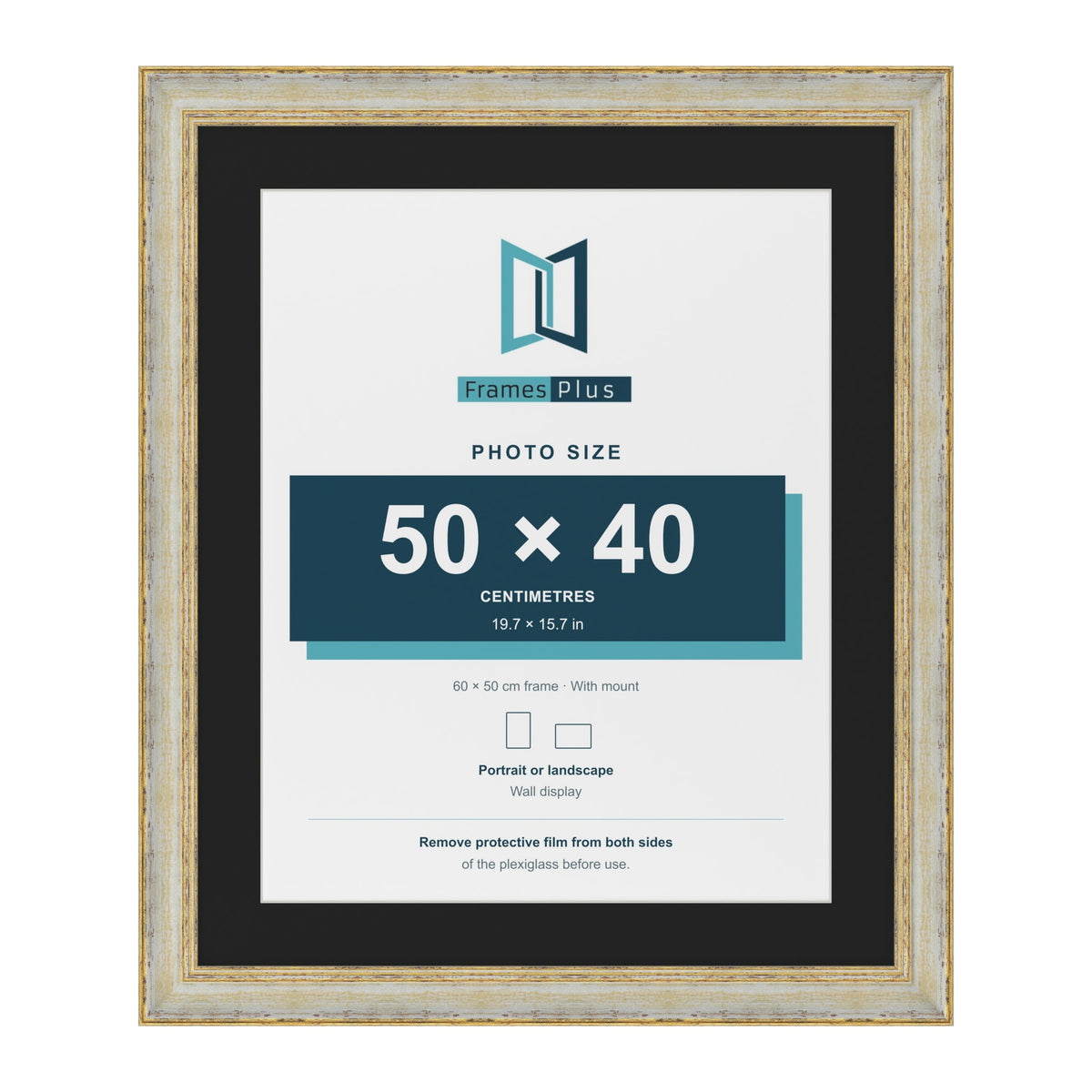 Cassis Cream 60 x 50 cm picture frame with a black mount for a 50 x 40 cm photo