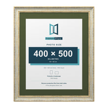 Cassis Cream 60 x 50 cm picture frame with a green mount for a 50 x 40 cm photo