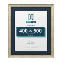 Cassis Cream 60 x 50 cm picture frame with a pacific blue mount for a 50 x 40 cm photo