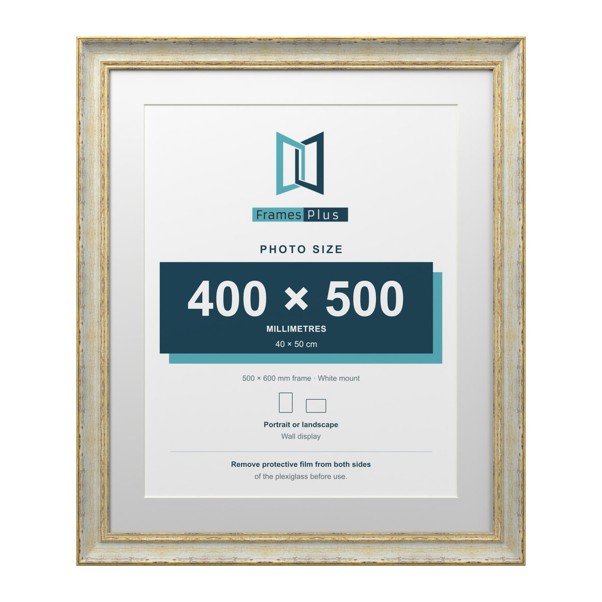 Cassis Cream 60 x 50 cm picture frame with a white mount for a 50 x 40 cm photo
