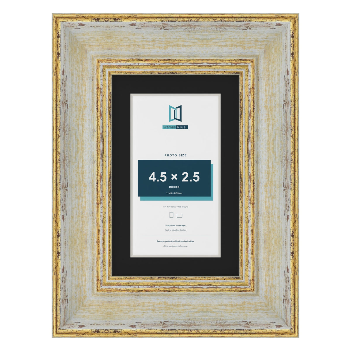 Cassis Cream 6 x 4 inch picture frame with a black mount for a 4.5 x 2.5 inch photo