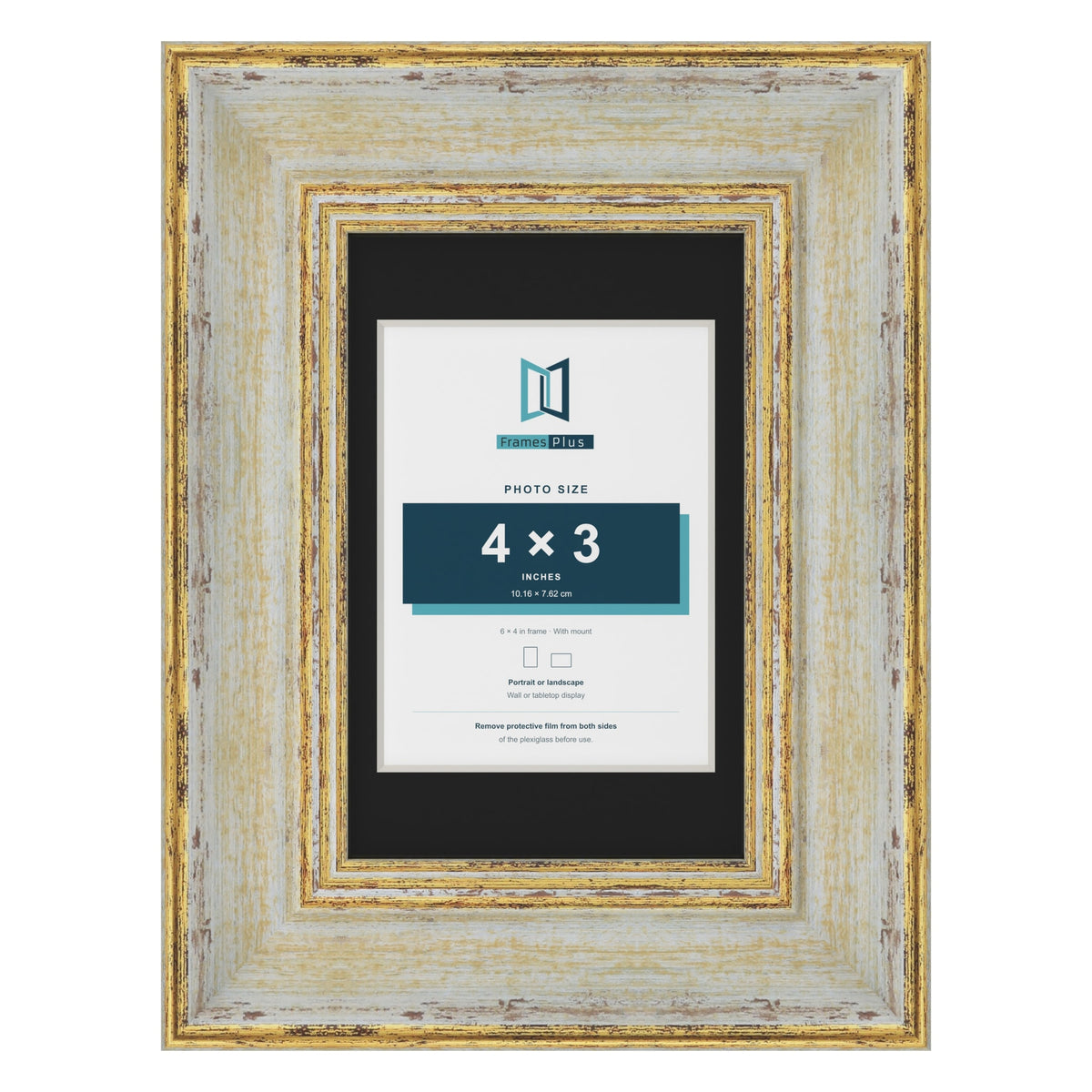 Cassis Cream 6 x 4 inch picture frame with a black mount for a 4 x 3 inch photo