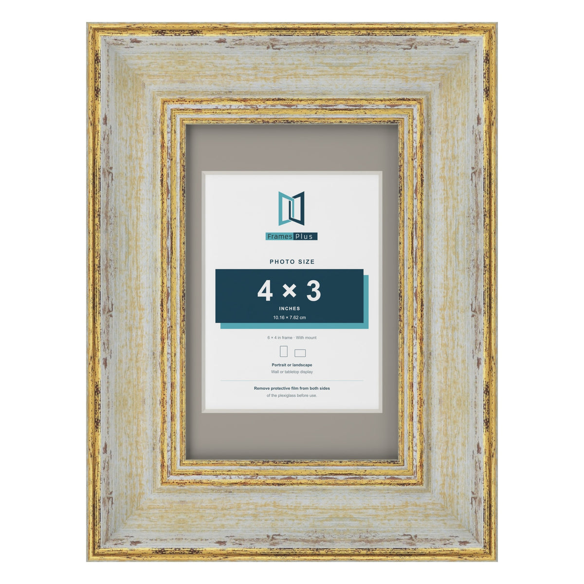 Cassis Cream 6 x 4 inch picture frame with a dawn grey mount for a 4 x 3 inch photo