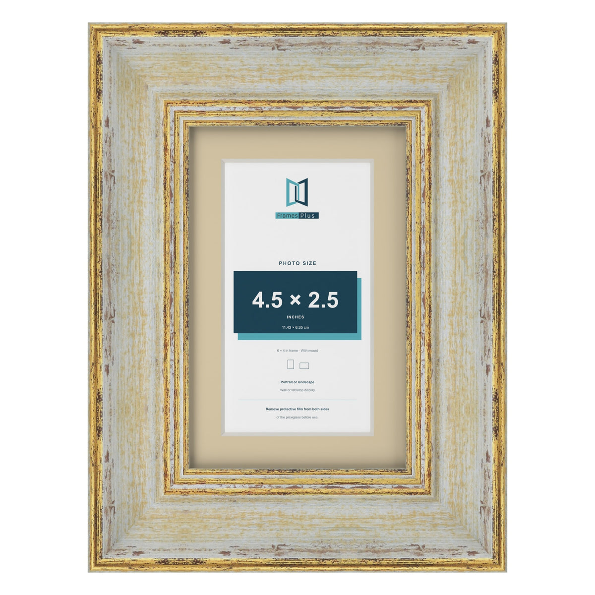Cassis Cream 6 x 4 inch picture frame with an ivory mount for a 4.5 x 2.5 inch photo