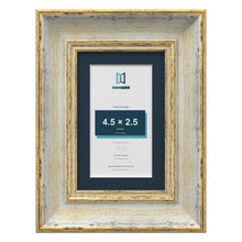 Cassis Cream 6 x 4 inch picture frame with a pacific blue mount for a 4.5 x 2.5 inch photo