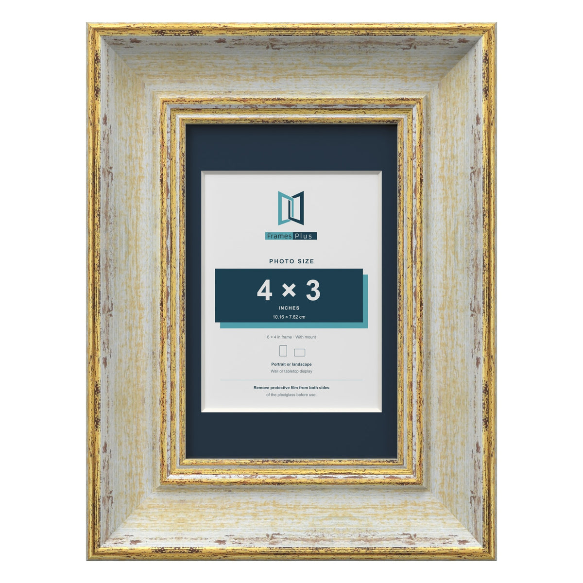 Cassis Cream 6 x 4 inch picture frame with a pacific blue mount for a 4 x 3 inch photo