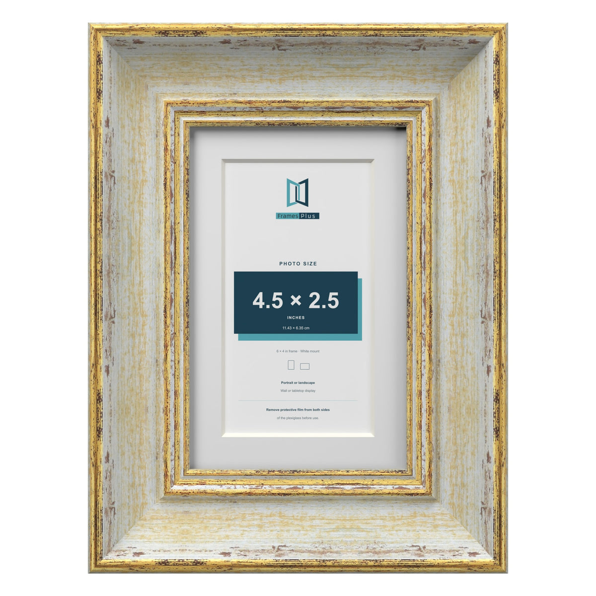 Cassis Cream 6 x 4 inch picture frame with a white mount for a 4.5 x 2.5 inch photo