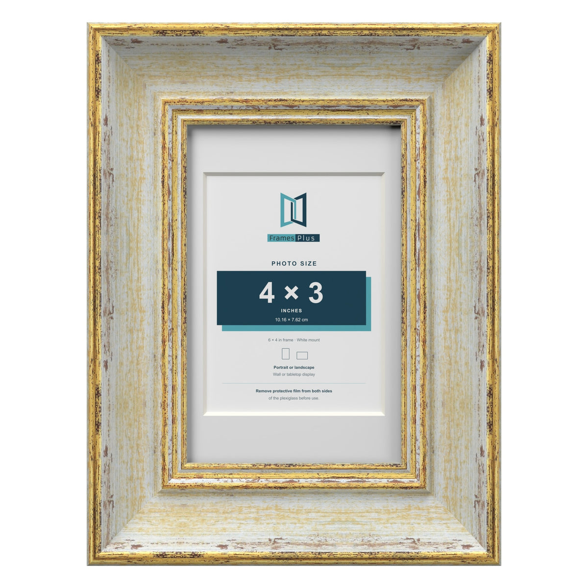 Cassis Cream 6 x 4 inch picture frame with a white mount for a 4 x 3 inch photo