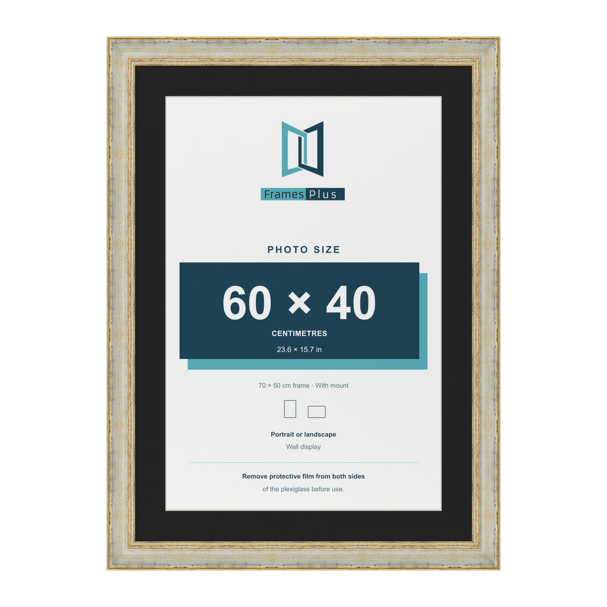 Cassis Cream 70 x 50 cm picture frame with a black mount for a 60 x 40 cm photo