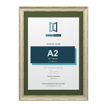 Cassis Cream 70 x 50 cm picture frame with a green mount for an A2 photo