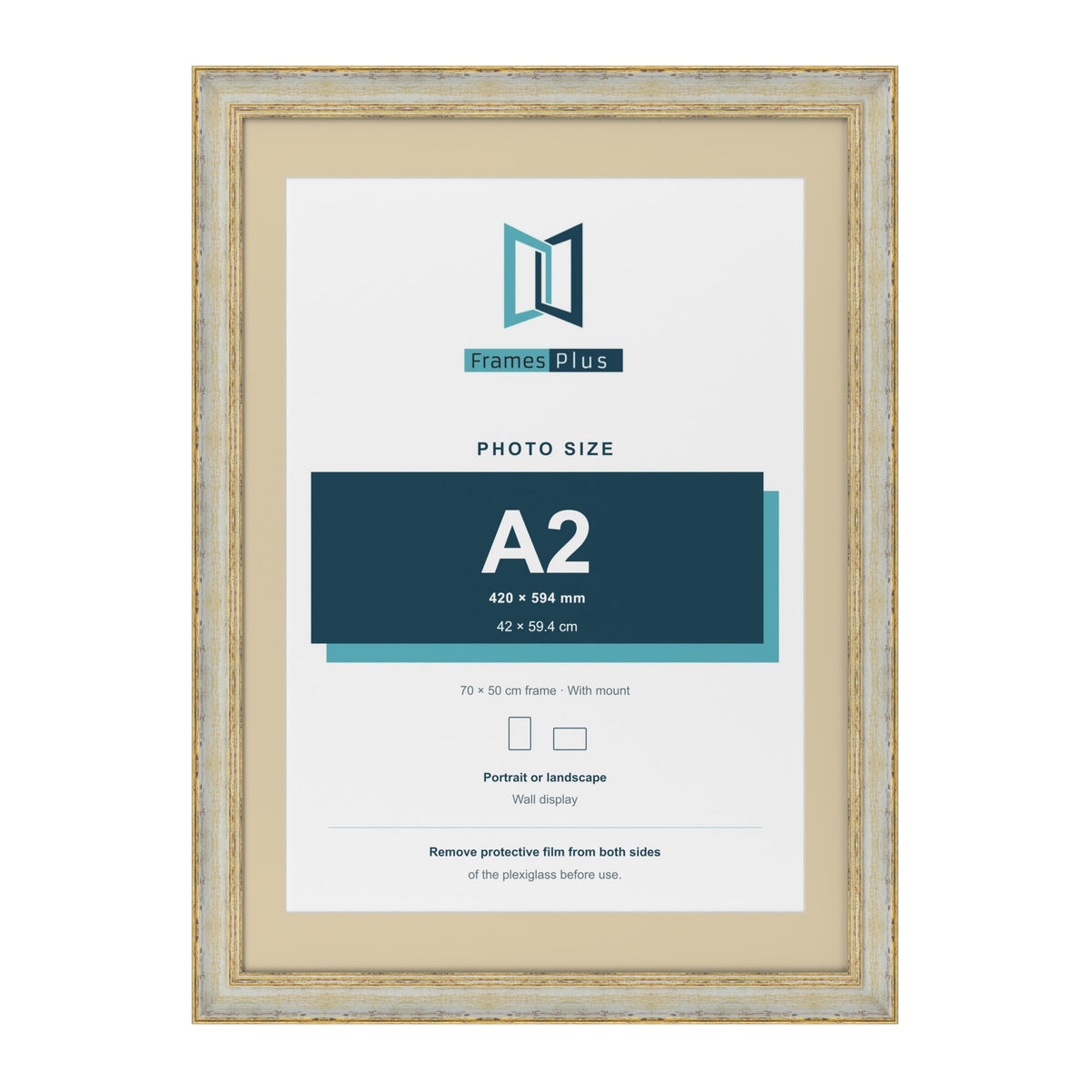 Cassis Cream 70 x 50 cm picture frame with an ivory mount for an A2 photo