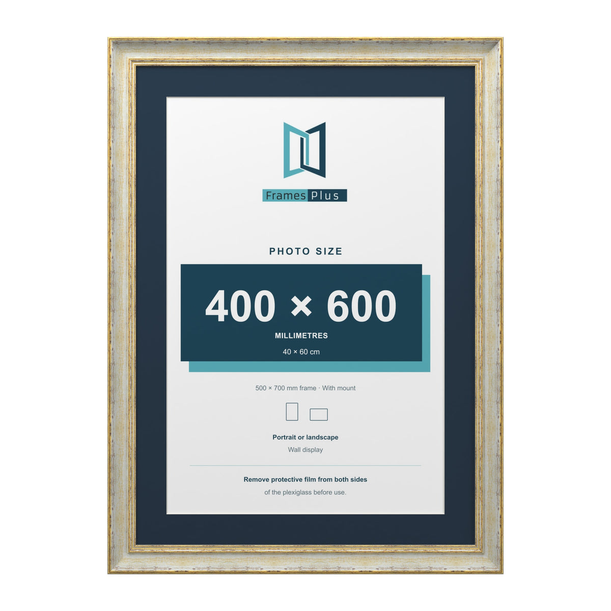 Cassis Cream 70 x 50 cm picture frame with a pacific blue mount for a 60 x 40 cm photo
