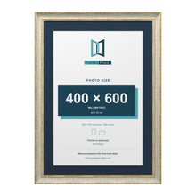 Cassis Cream 70 x 50 cm picture frame with a pacific blue mount for a 60 x 40 cm photo
