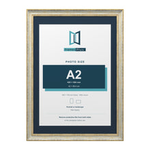 Cassis Cream 70 x 50 cm picture frame with a pacific blue mount for an A2 photo